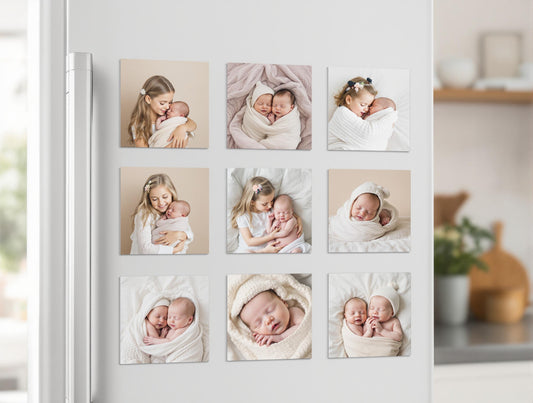 Pack de 12 aimants photo personnalisés premium - Souvenirs magnétiques MOYEN 6,5 x 6,5cm